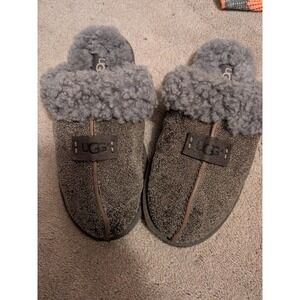 UGG Coquette Sparkle Pewter Metallic Sheepskin Slippers 1011730 Womens 5